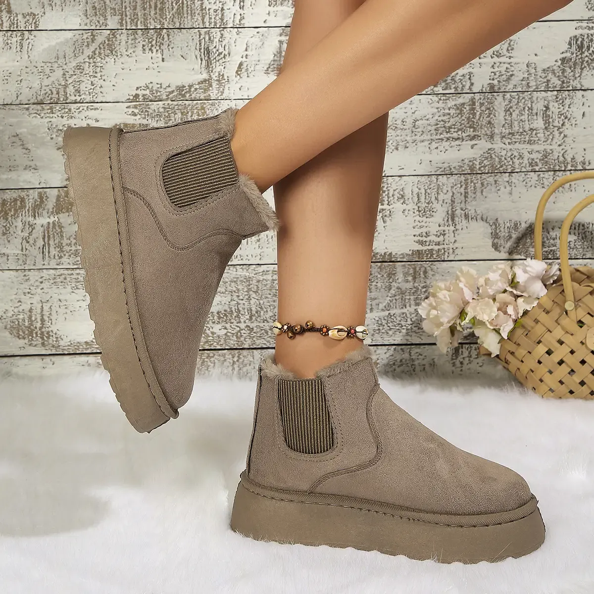 2PCS Cozy Height Increasing Ankle Thick-Soled Boots