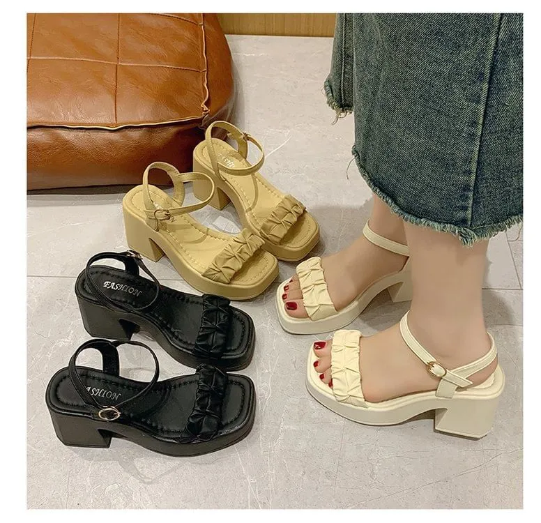 Ankle Strap Chunky Heel Sandals