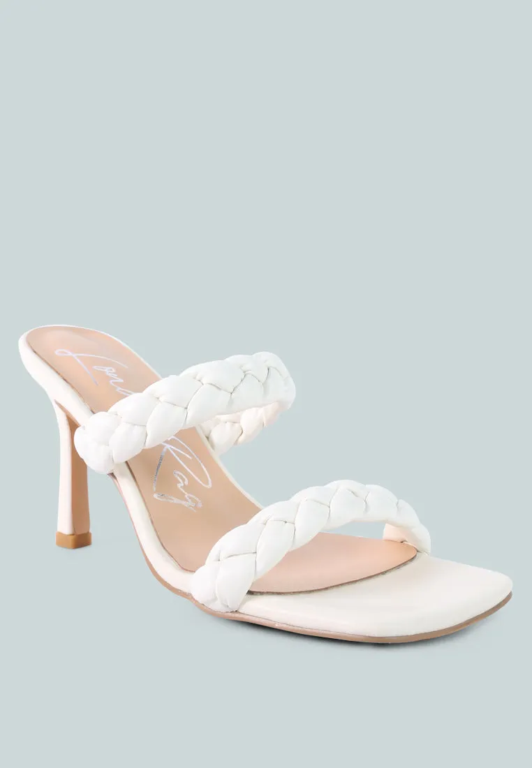 Beladona Double Braided Strap Mid Heel Sandals