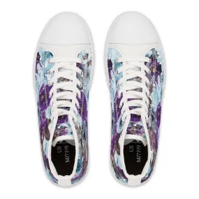 Blue Floral Women's High Top Sneakers