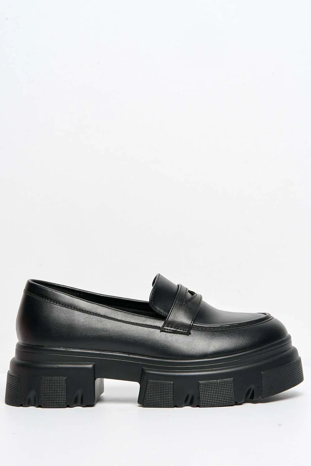 Brogan Chunky Sole Loafers in Black Matt