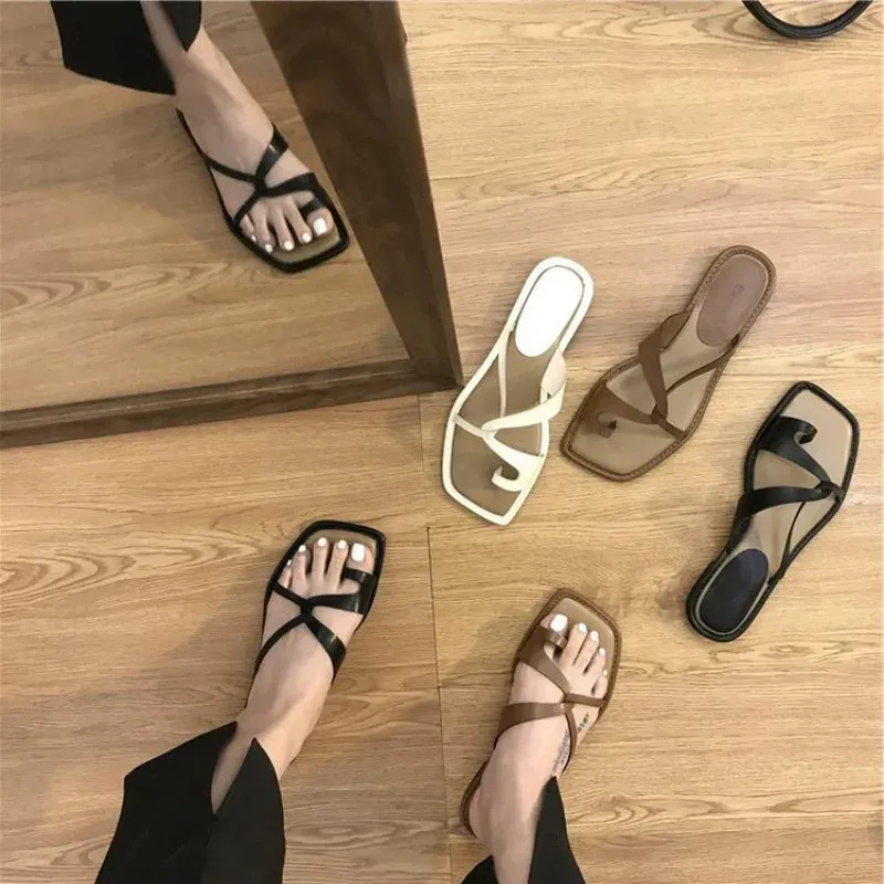 Clip Toe Flat Casual Non-slip Eco Leather Women's Summer Sandals