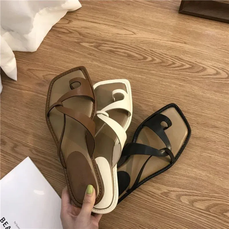 Clip Toe Flat Casual Non-slip Eco Leather Women's Summer Sandals