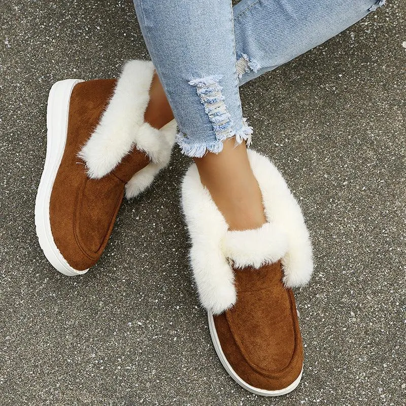 Cozy Fur-Lined Ankle Snow Boots - Women's Winter Warmers