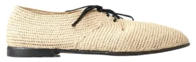 Dolce & Gabbana Beige Woven Lace Up Derby Shoes