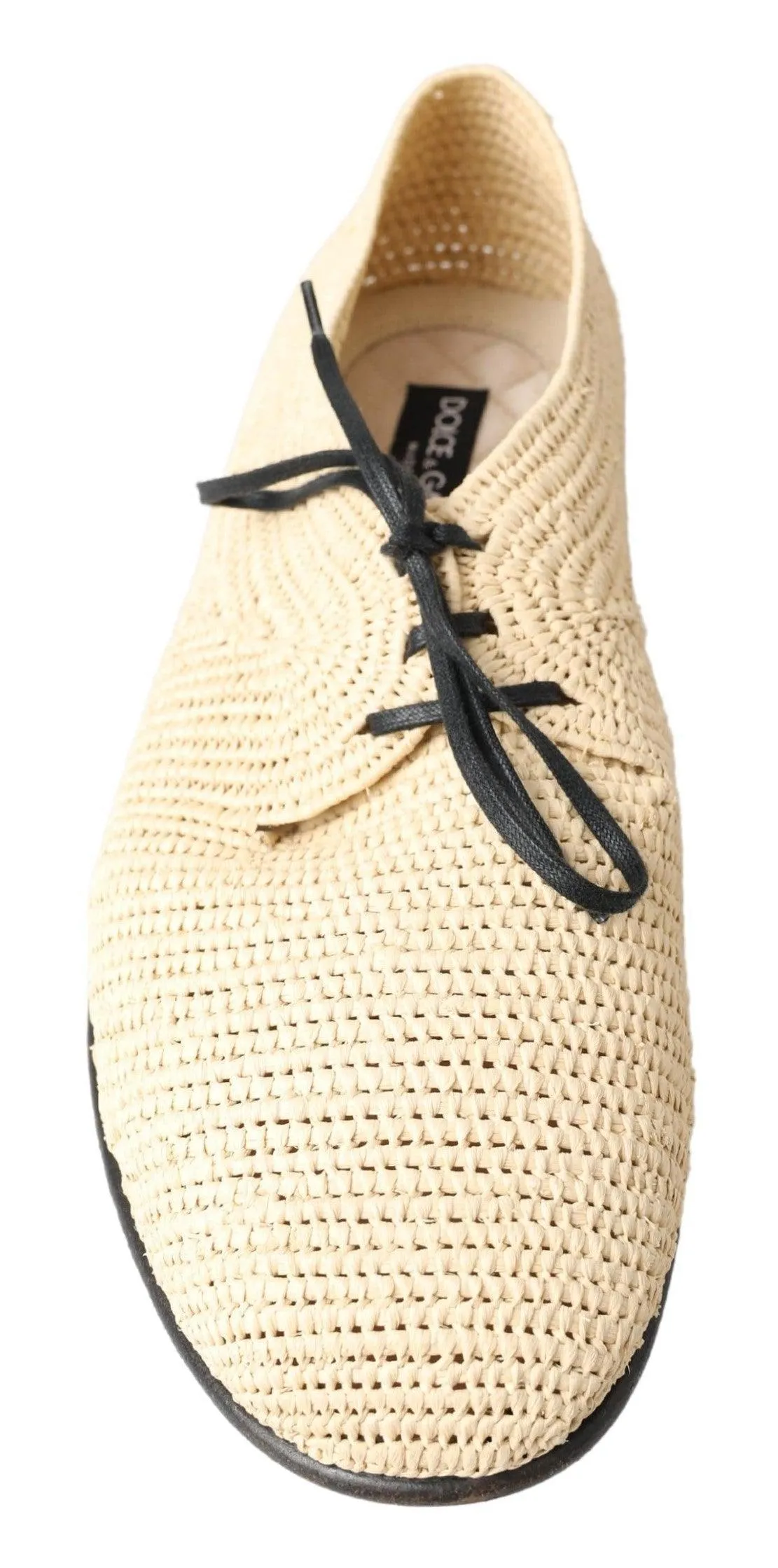 Dolce & Gabbana Beige Woven Lace Up Derby Shoes