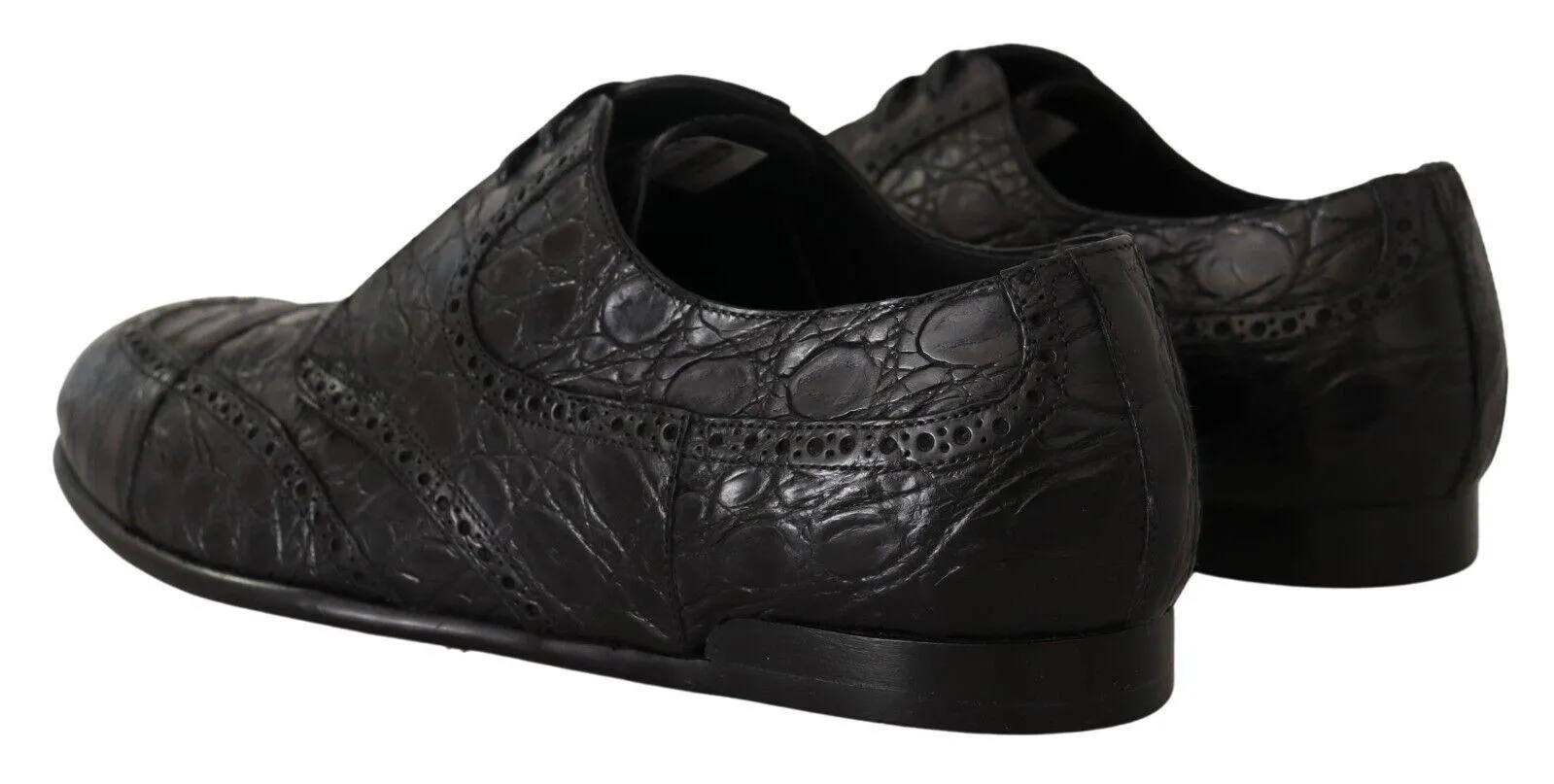 Dolce & Gabbana Black Caiman Leather Mens Derby Shoes