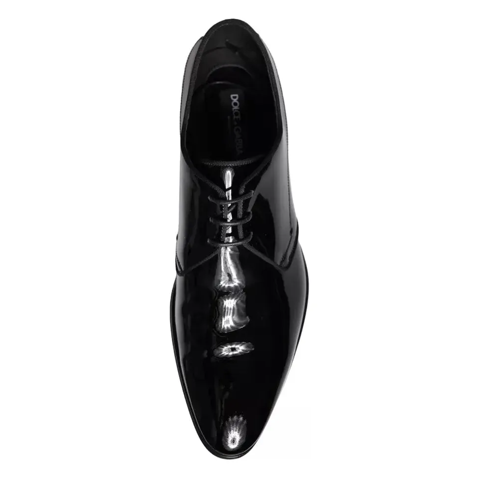 Dolce & Gabbana Black Calfskin Leather Derby Men Dress Shoes