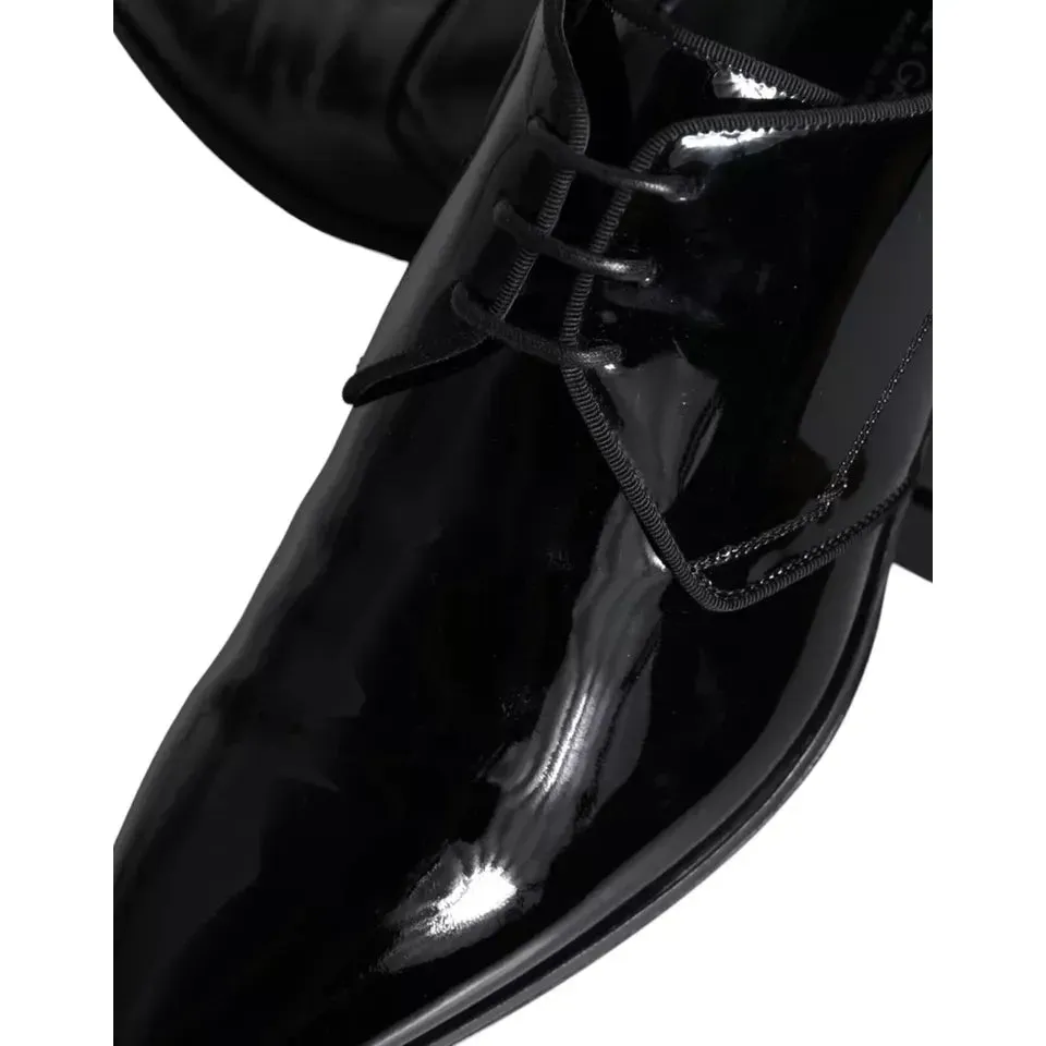 Dolce & Gabbana Black Calfskin Leather Derby Men Dress Shoes