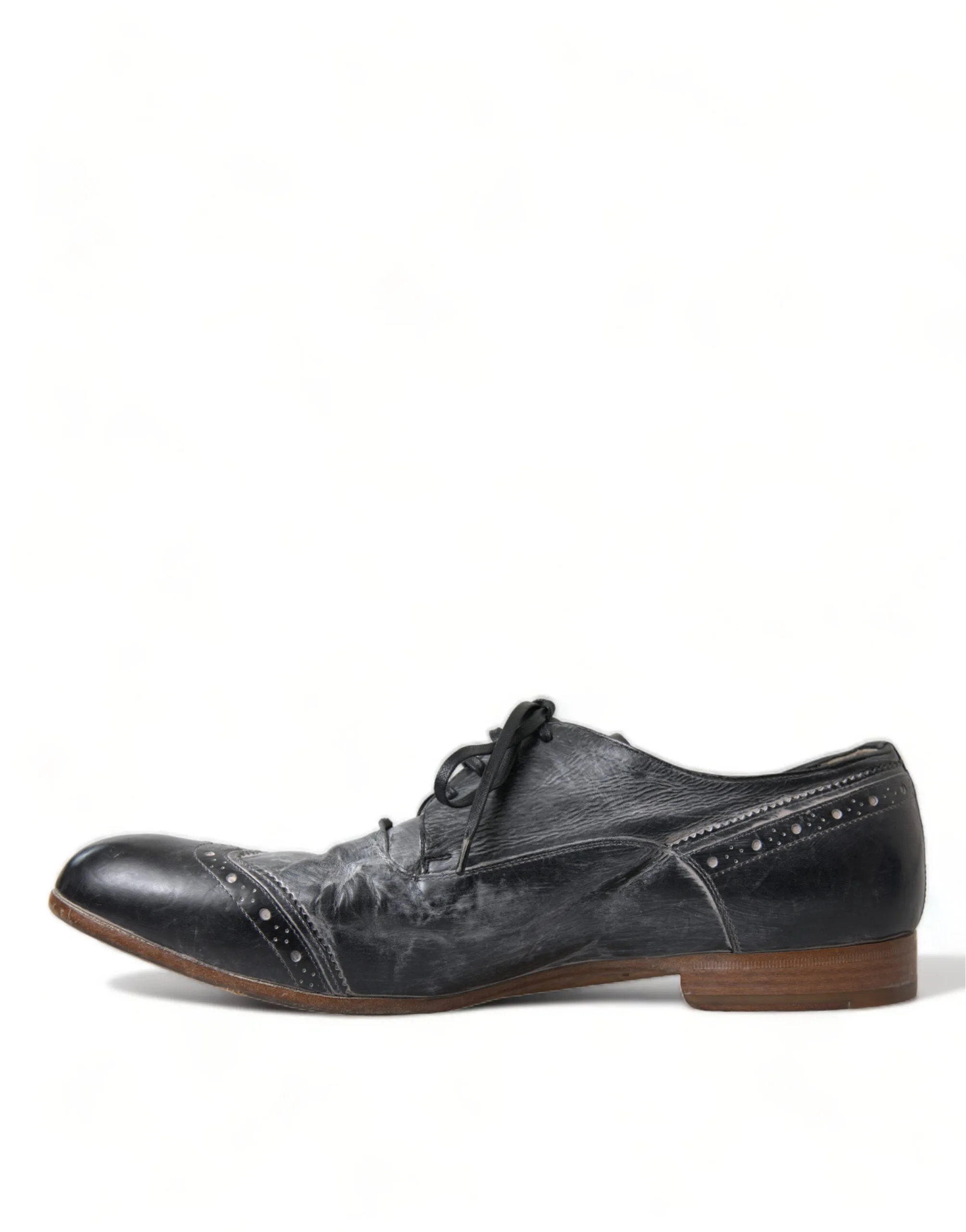 Dolce & Gabbana Black Leather Lace Up Formal Derby Dress Shoes