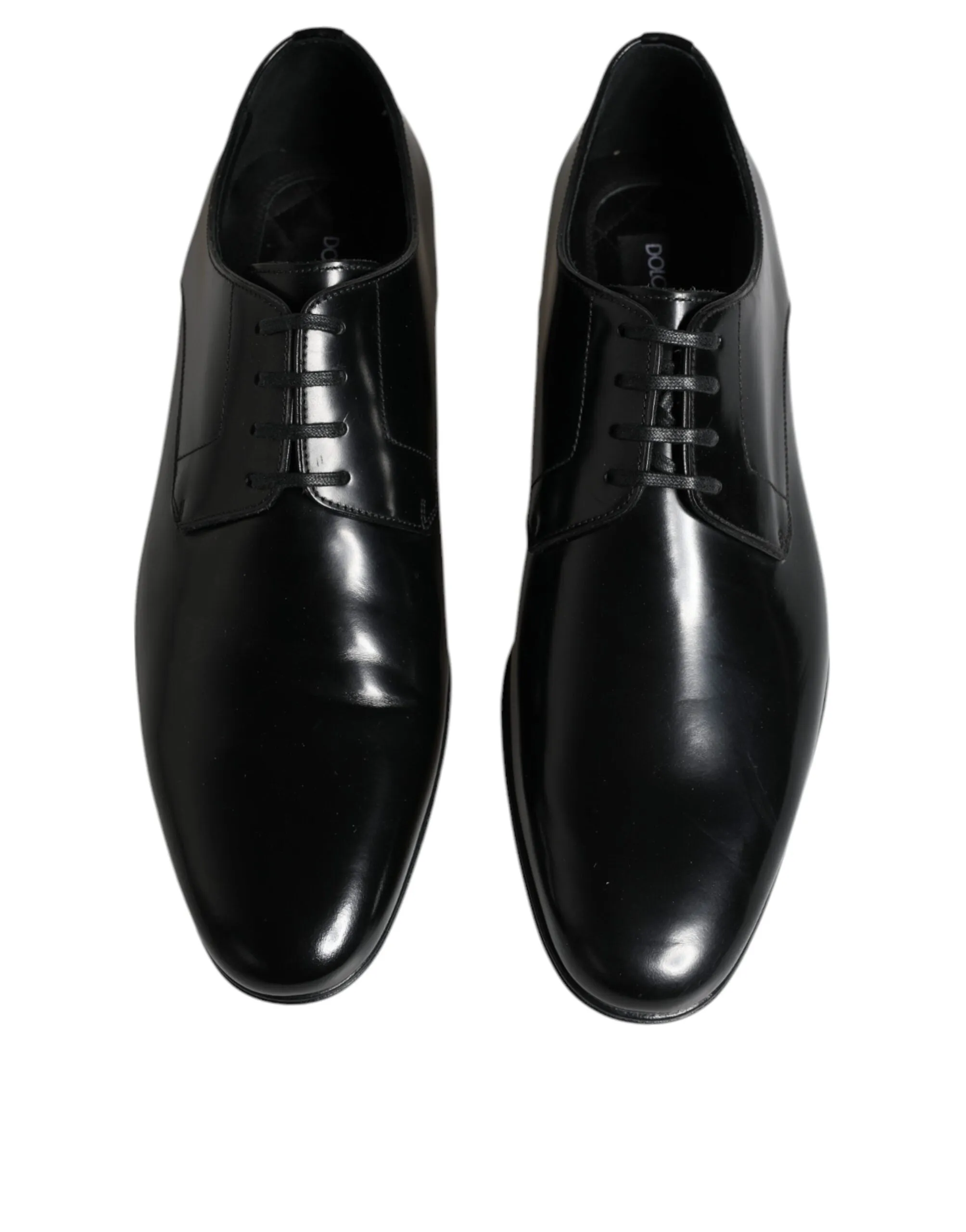 Dolce & Gabbana Black Leather Lace Up Men Derby Formal Shoes