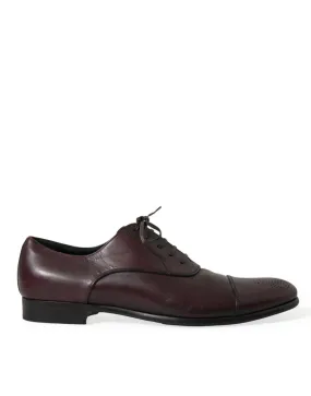 Dolce & Gabbana Bordeaux Leather Men Formal Derby Dress Shoes