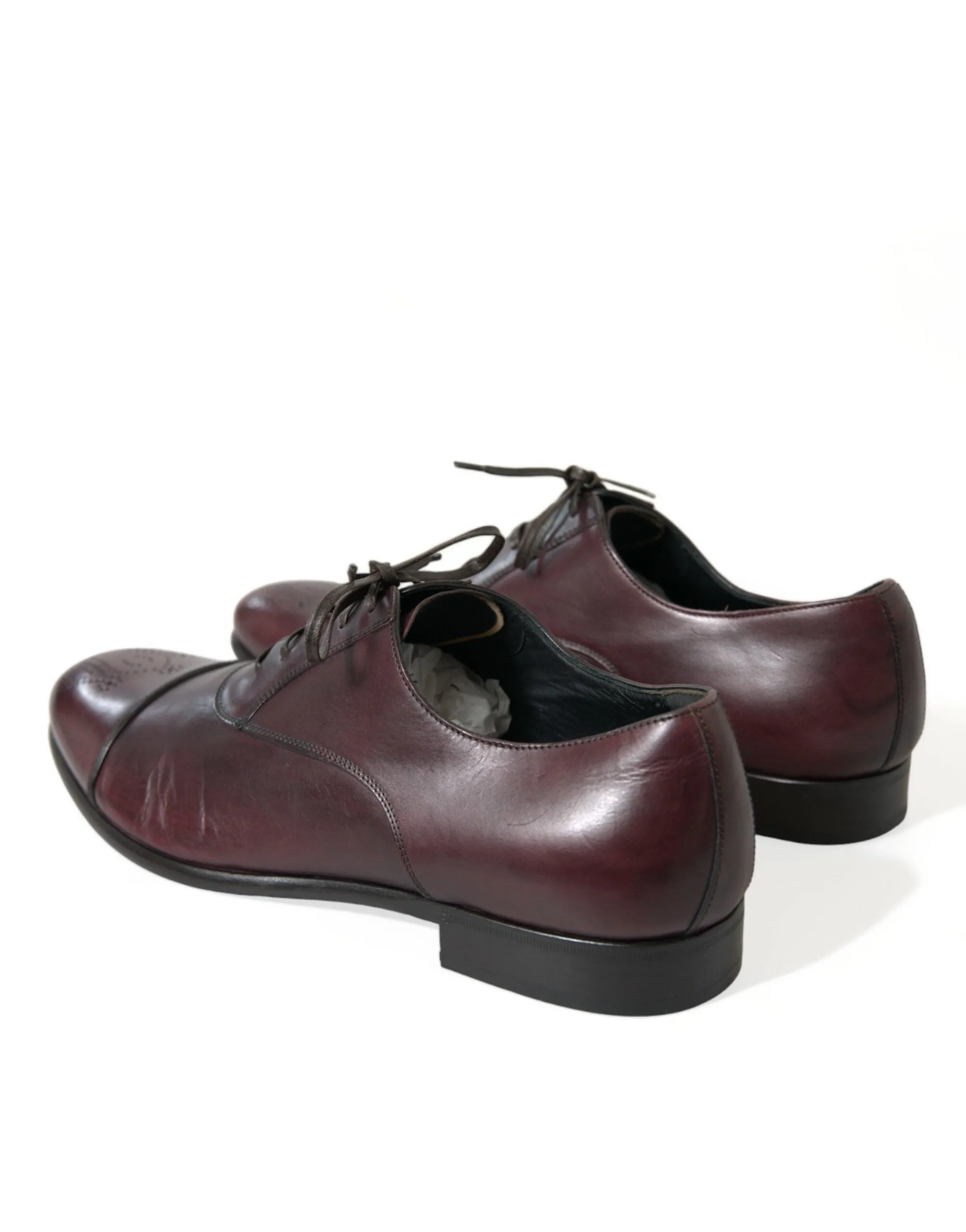 Dolce & Gabbana Bordeaux Leather Men Formal Derby Dress Shoes