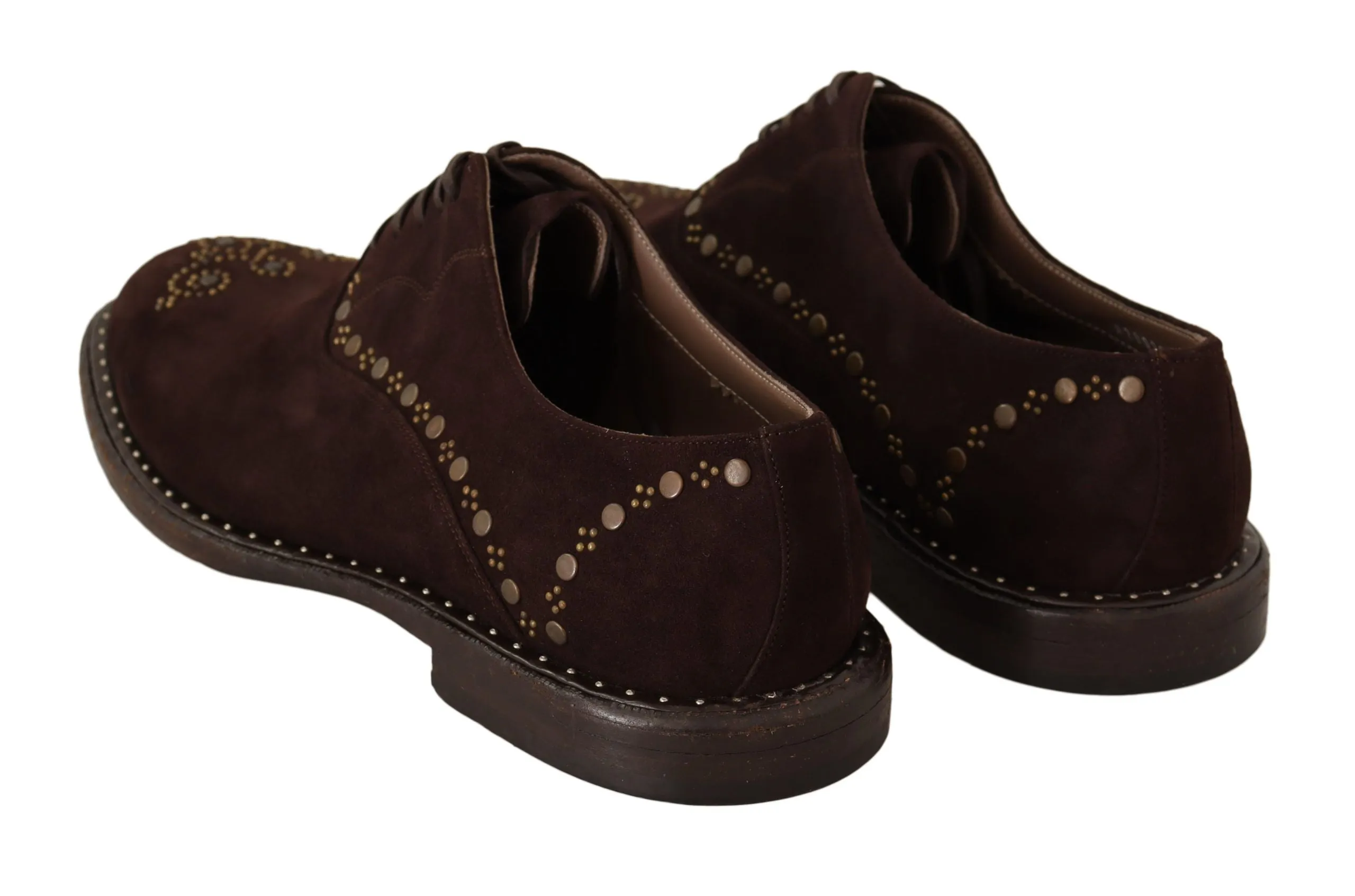 Dolce & Gabbana Brown Suede Marsala Derby Studded Shoes