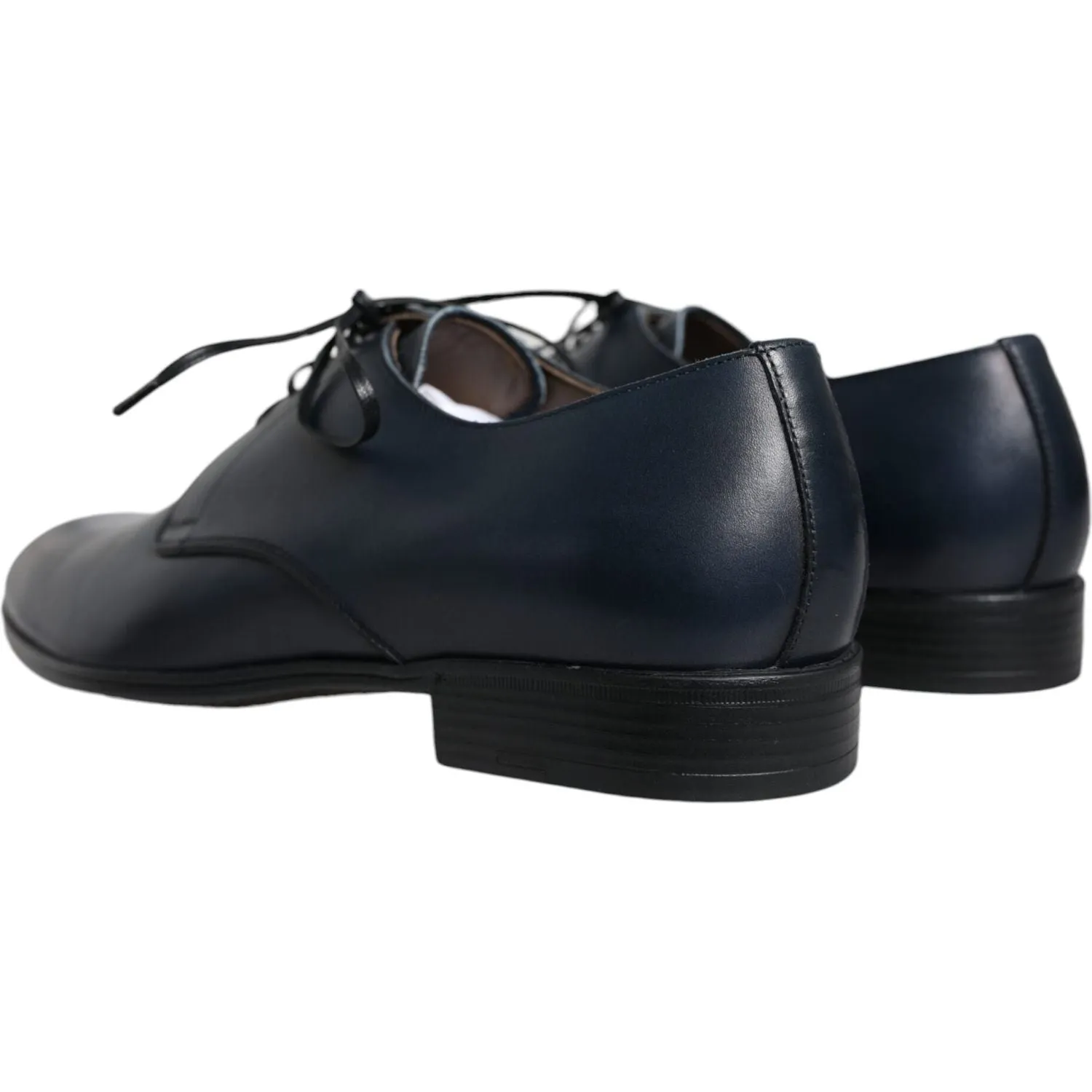 Dolce & Gabbana Navy Blue Leather Derby Dress Formal Shoes