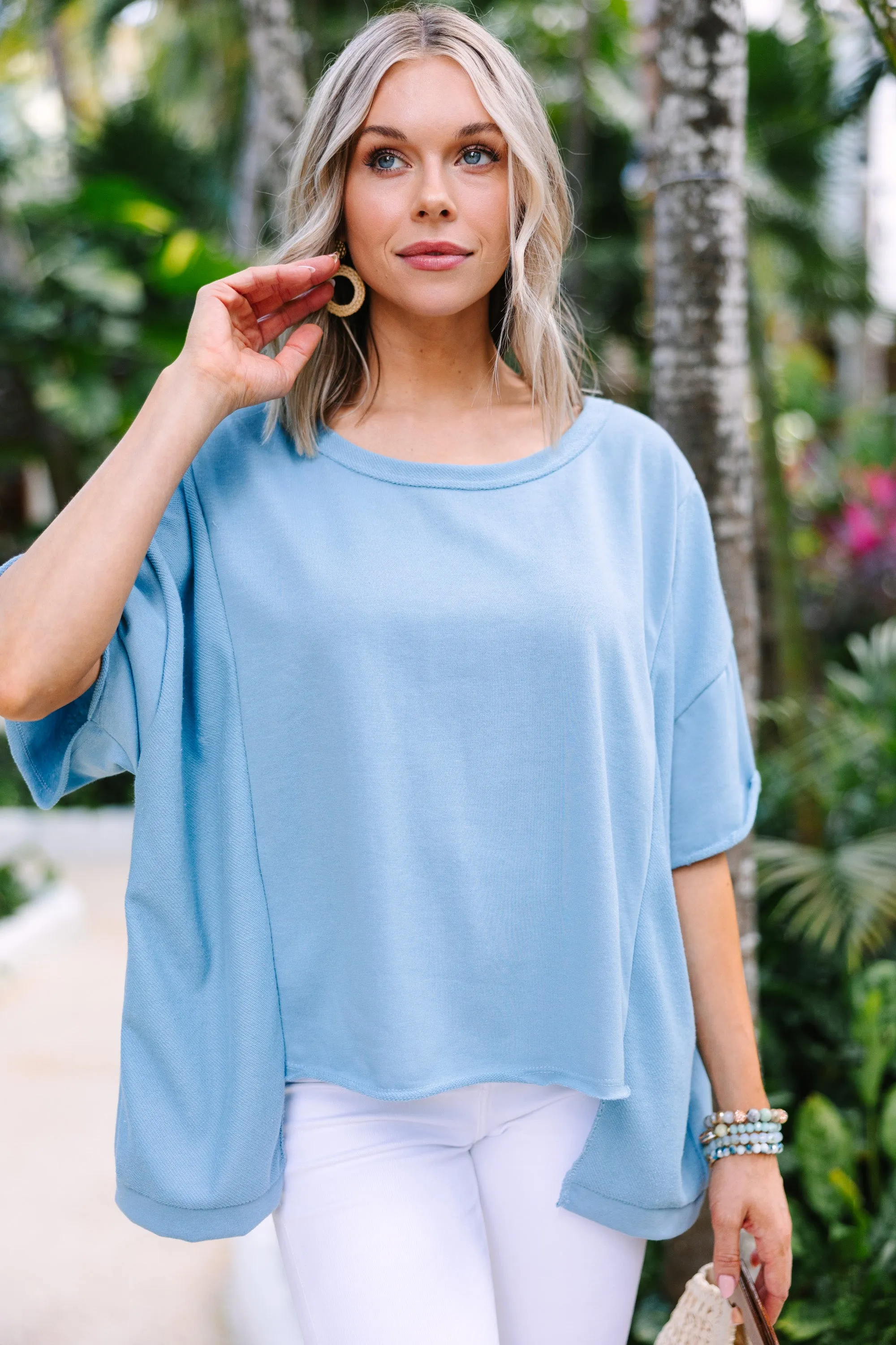 Easy For You Denim Blue Oversized Top