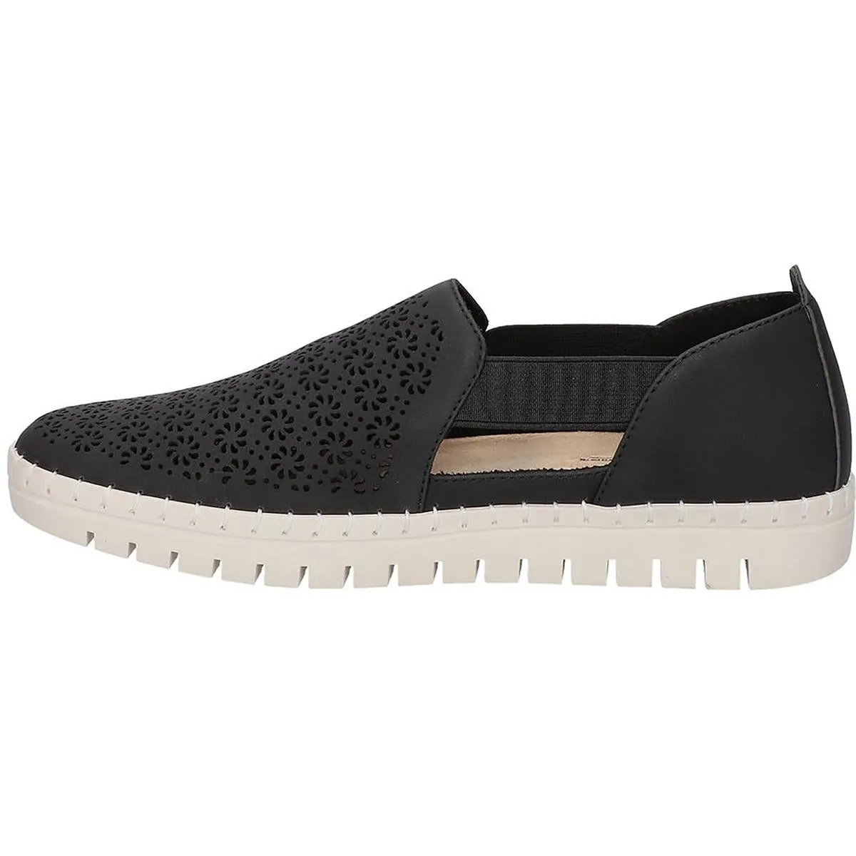 Easy Street Womens Mega Fresh Faux Leather Perforated Slip-On Sneakers