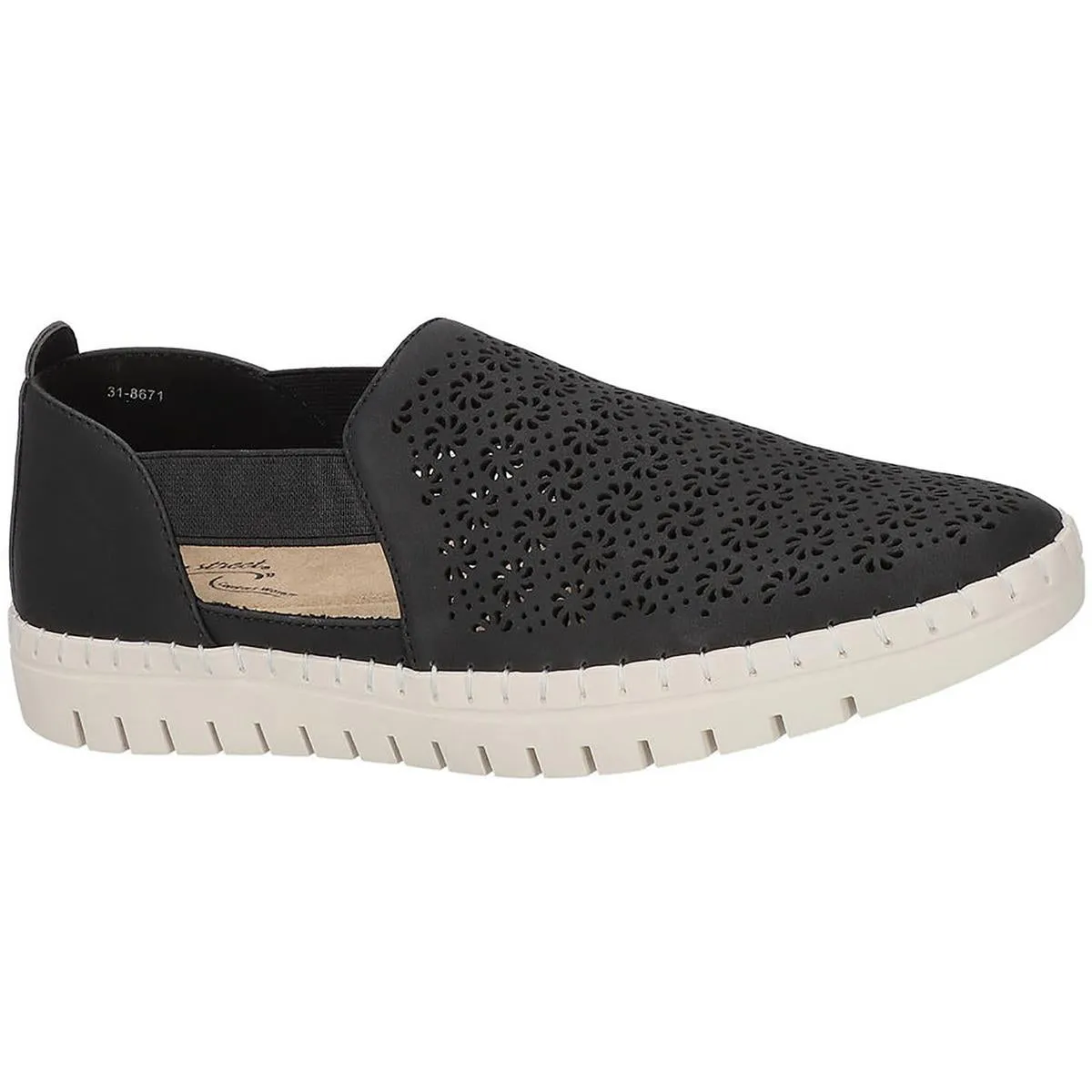 Easy Street Womens Mega Fresh Faux Leather Perforated Slip-On Sneakers