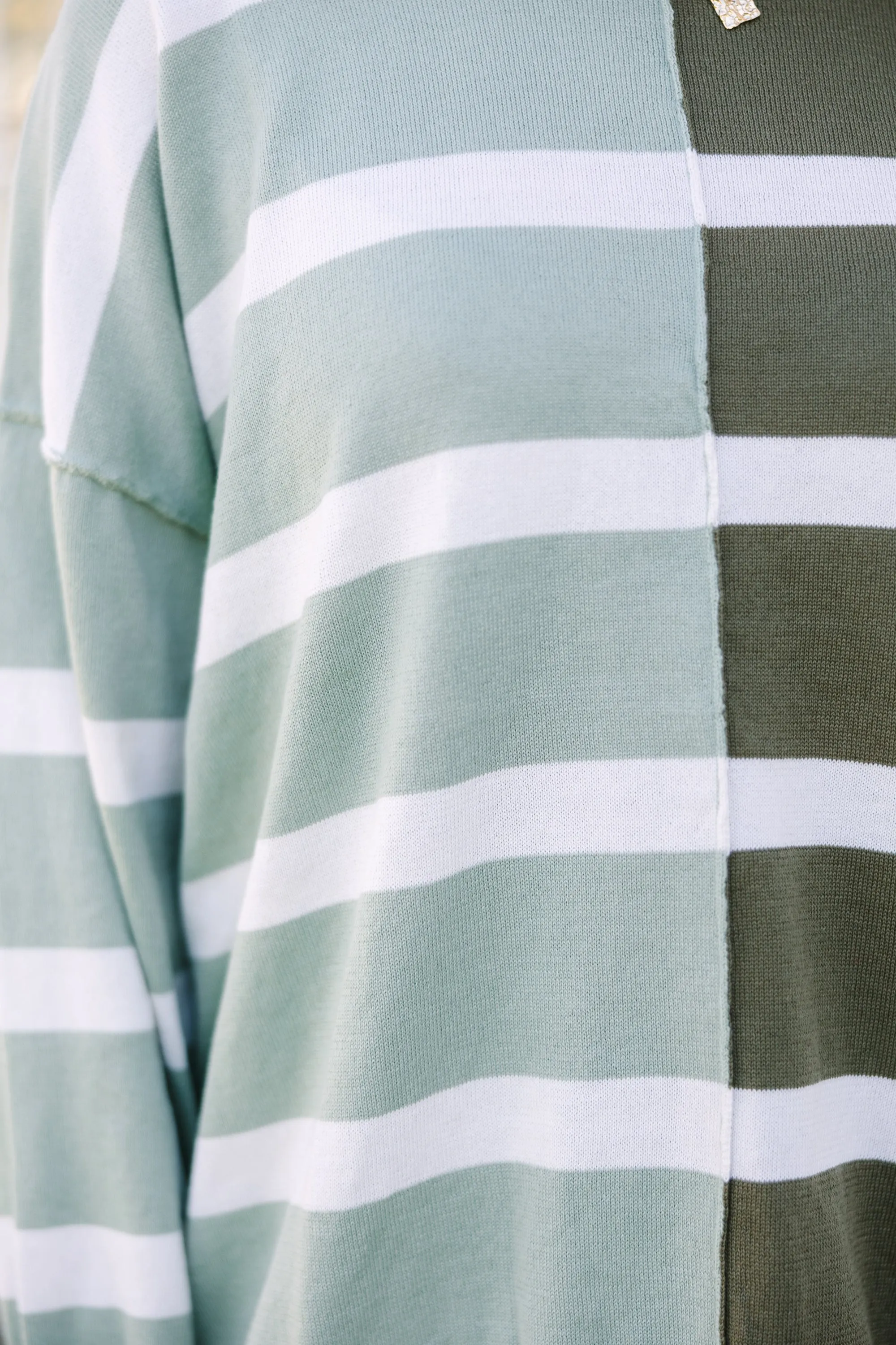 Easy To See Sage & Olive Striped Sweater