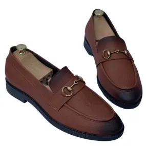 Elegant Casual Burnished Horsebit Leather Loafers Shoes For Men