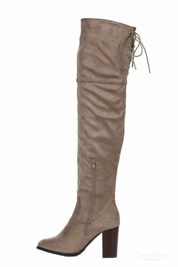 Gorgeous To Boot - Taupe Over the Knee Boots