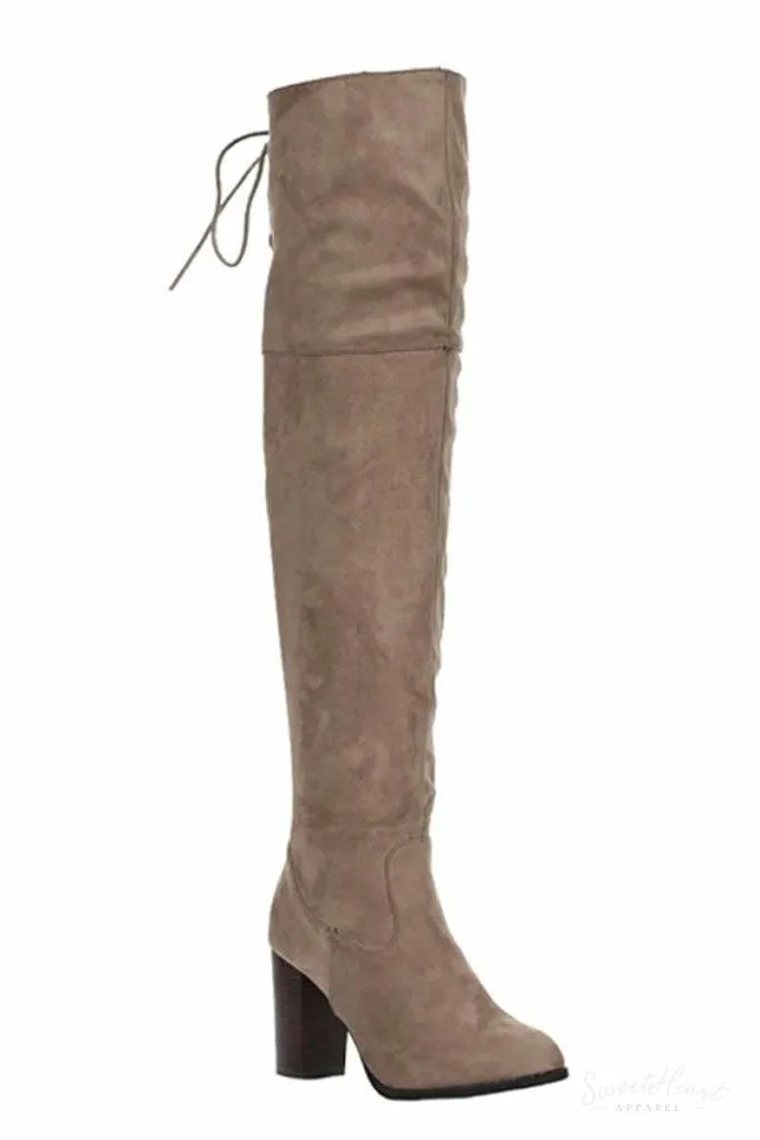 Gorgeous To Boot - Taupe Over the Knee Boots