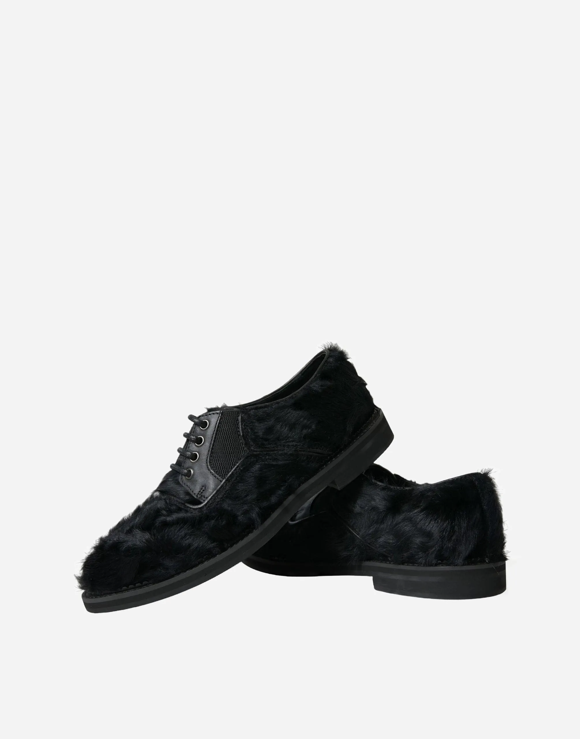 Leather Derby Shoes With Fur