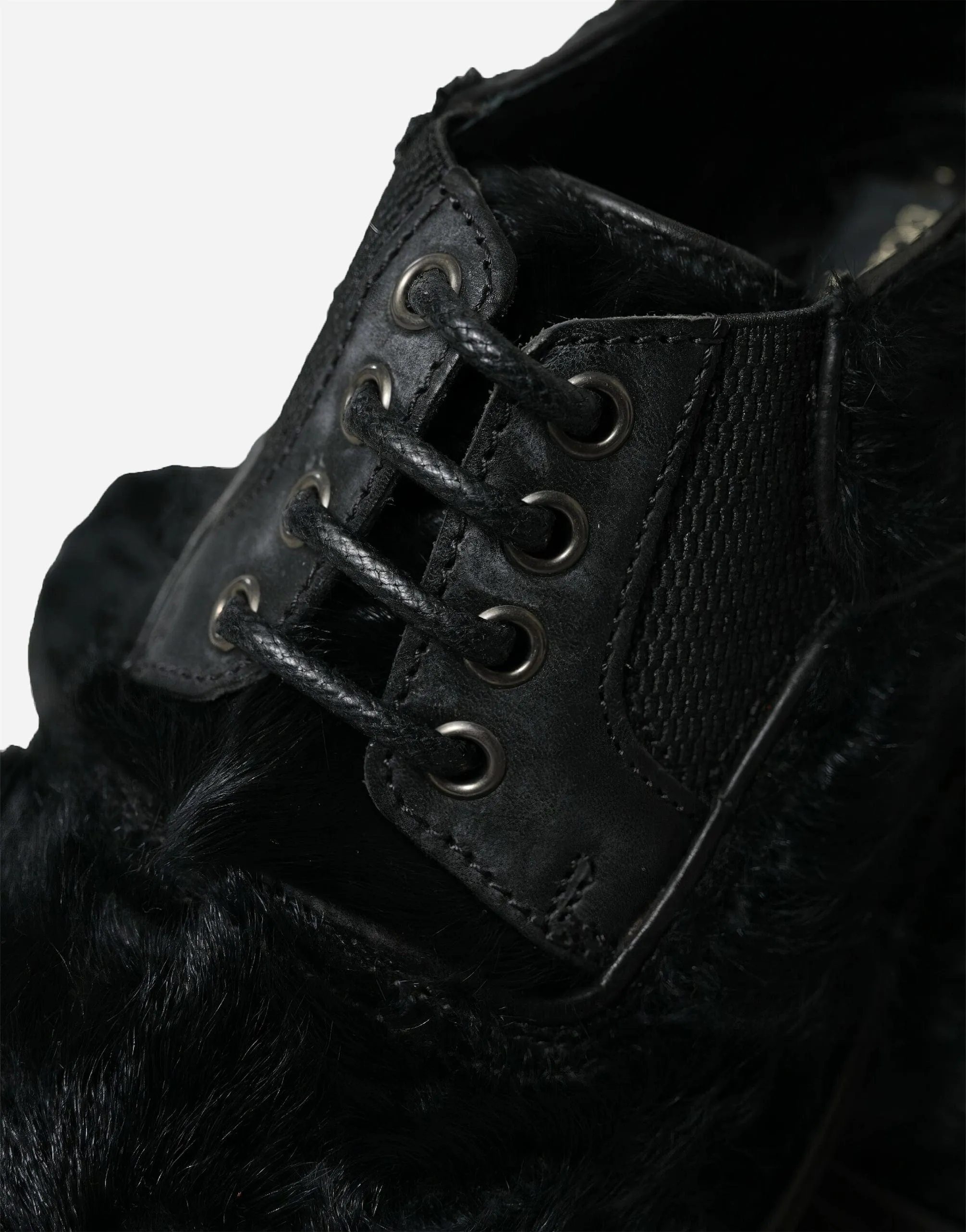 Leather Derby Shoes With Fur