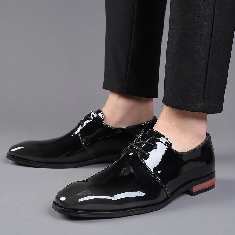 Men's Pattern Leather Shiny Derby Shoes