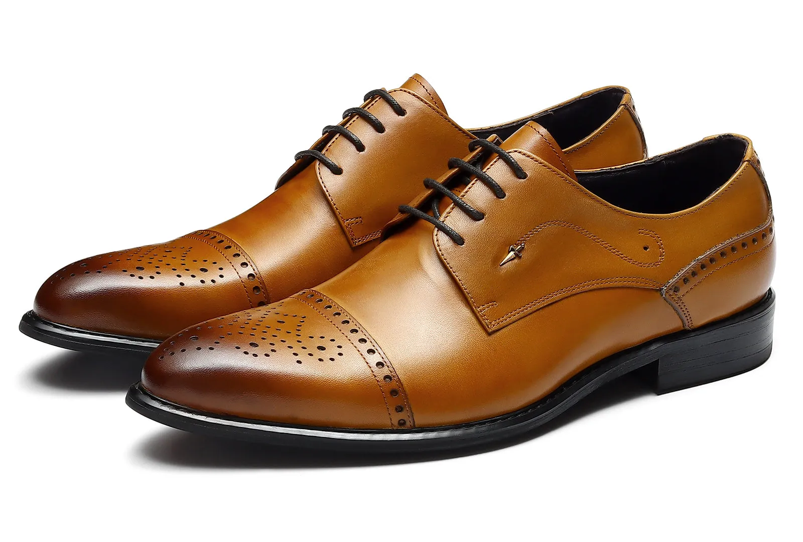 Men's Pointed Toe Brogues Leather Derby