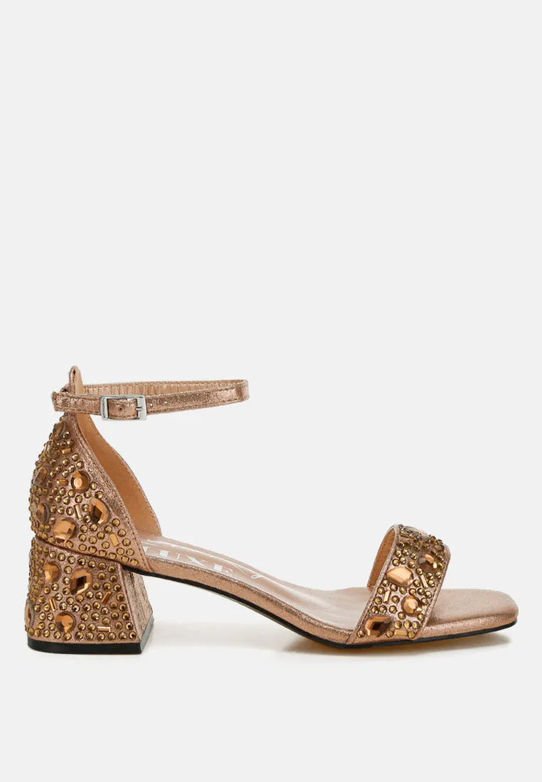 Nocturnal Rhinestone Embellished Shimmer Sandals