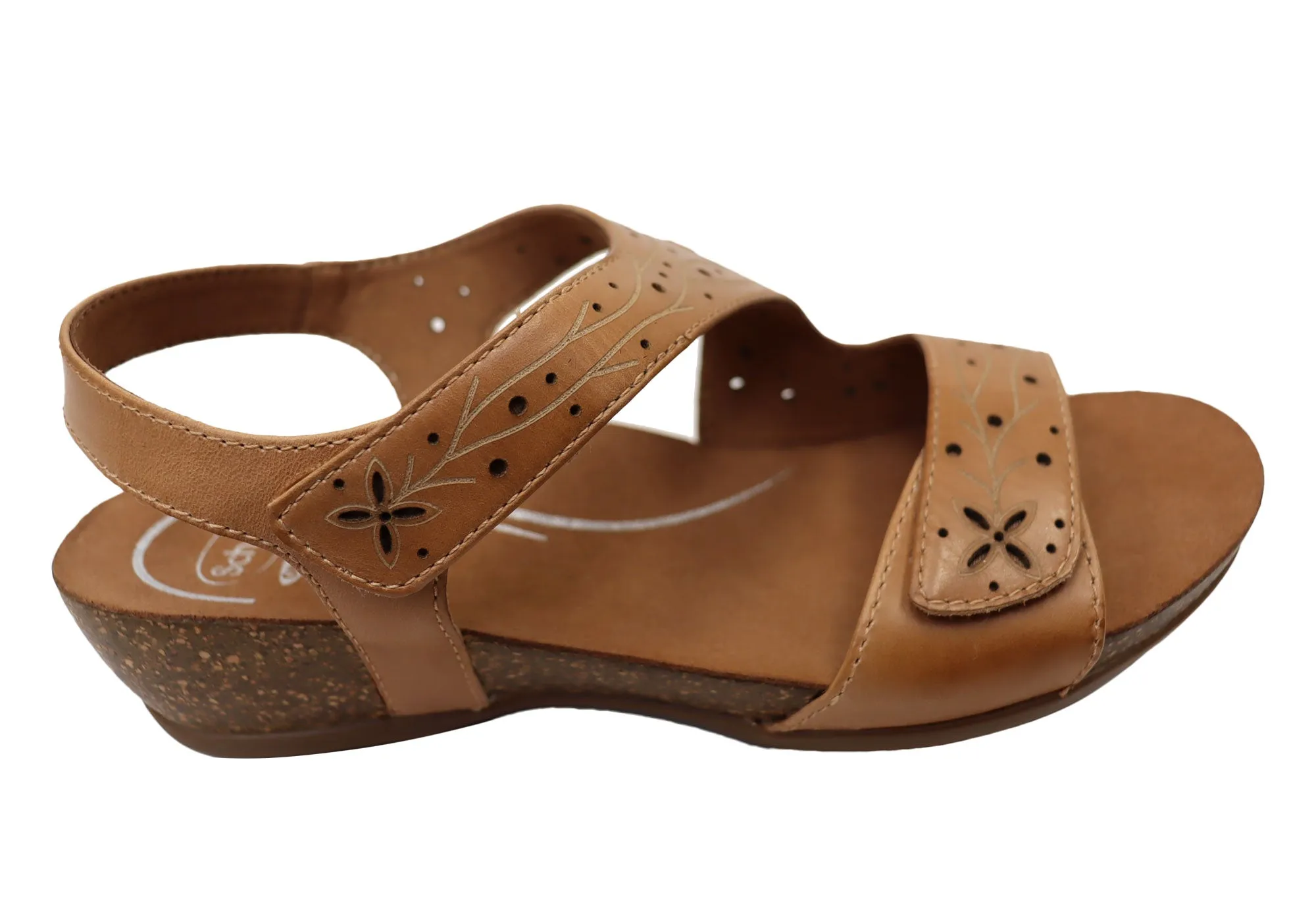 Scholl Orthaheel Jenna Womens Comfortable Leather Wedge Sandals