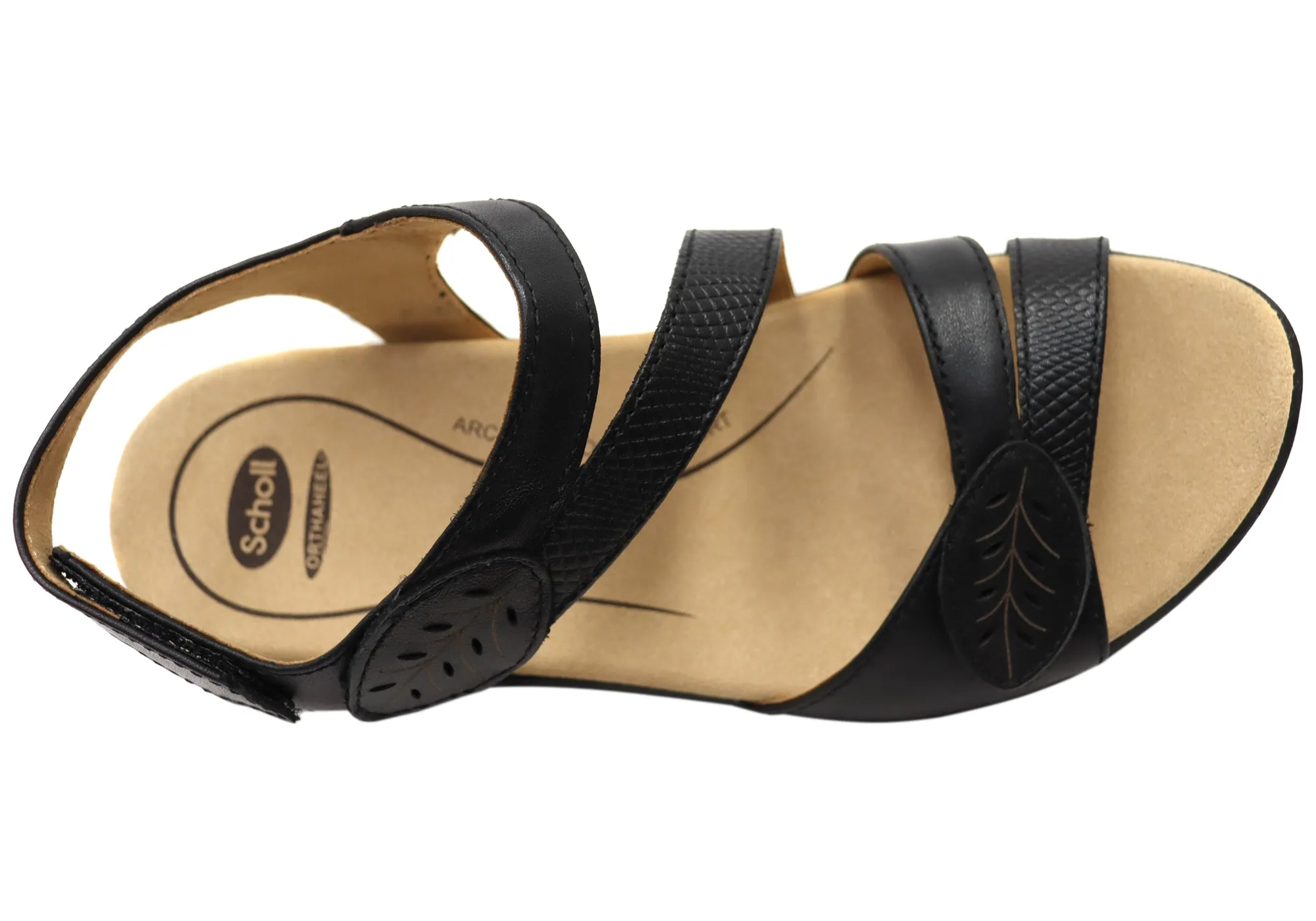 Scholl Orthaheel Tana Womens Comfortable Leather Wedge Sandals