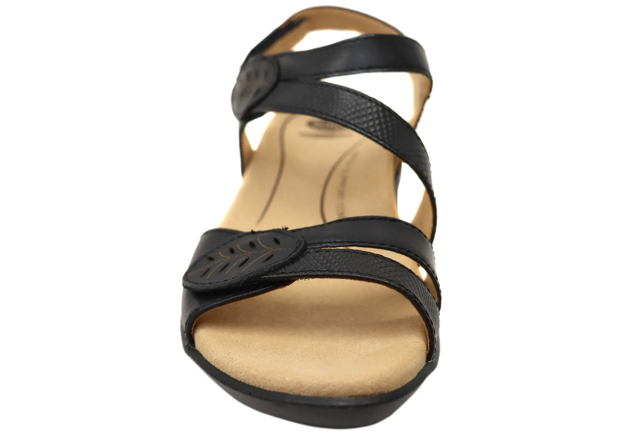 Scholl Orthaheel Tana Womens Comfortable Leather Wedge Sandals