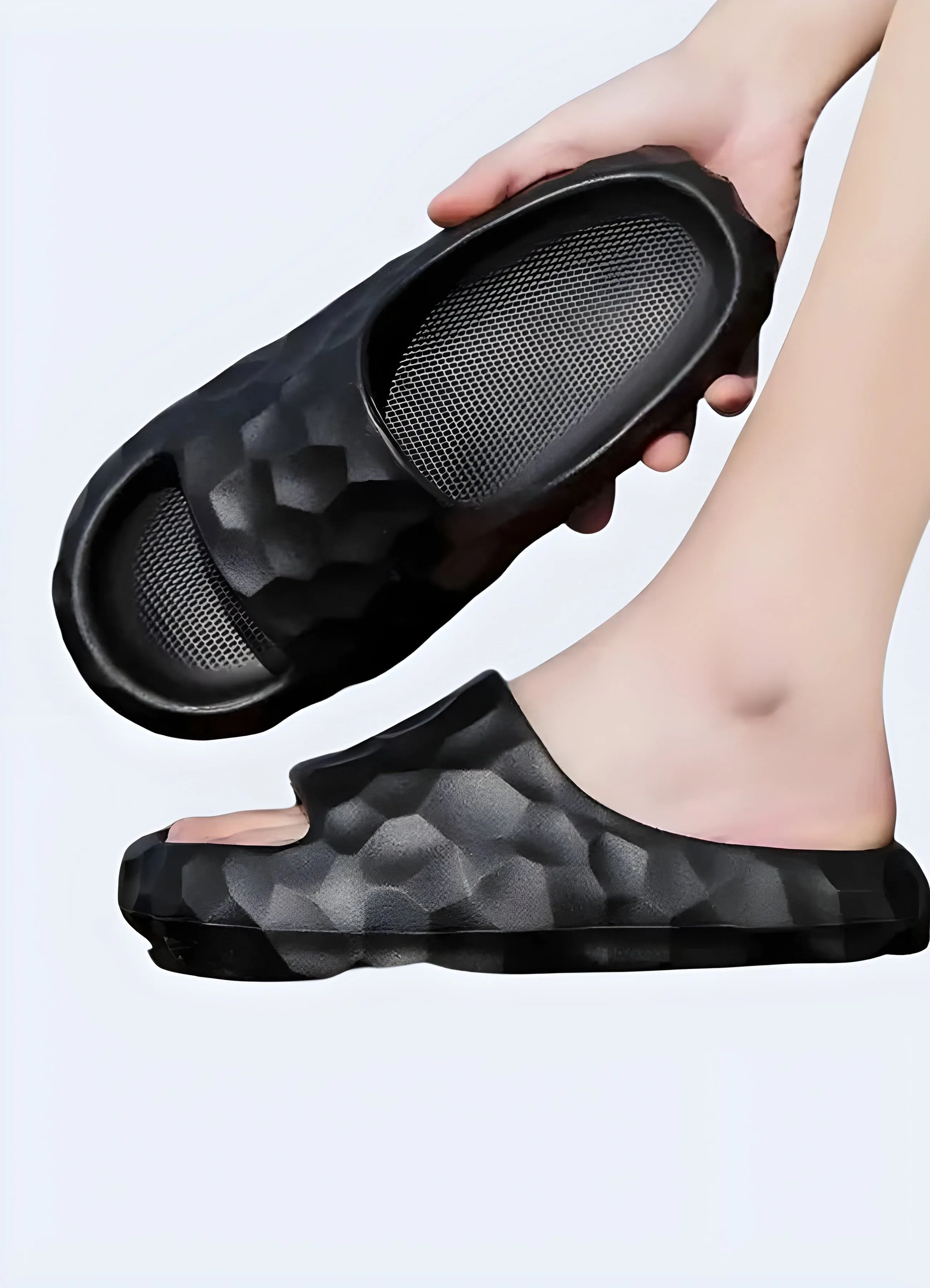 Womens Black Chunky Sandals