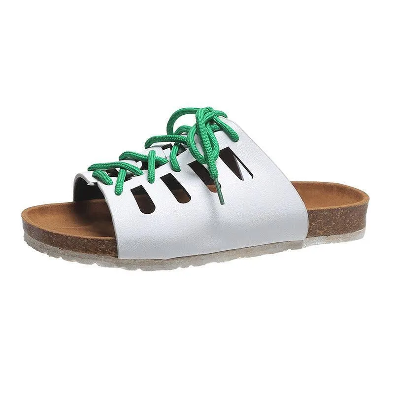 Women’s Lace-up Roman Style Sandals - Comfortable Flat Slippers